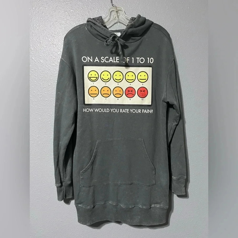 Adult Unisex Walt Disney World Hoodie Emoji Smiley Face Size LG gray/Distressed